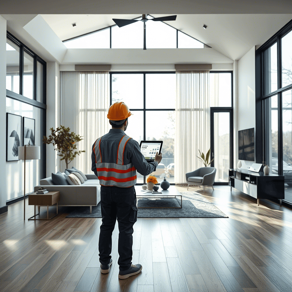 Técnico midiendo el certificado energético de vivienda