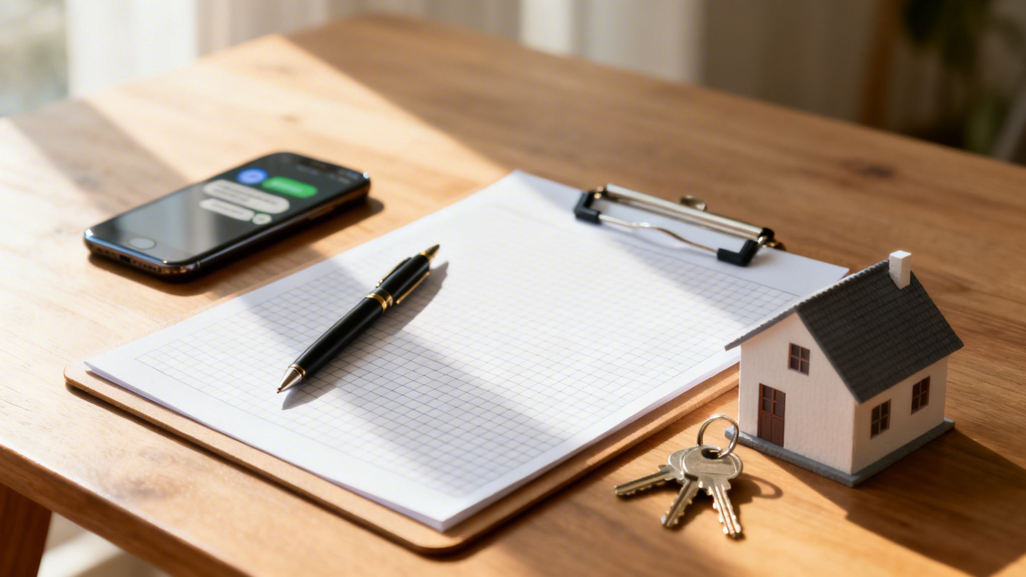 Certificados Energéticos | Guía de Documentos para Vender tu Piso en Valencia en 2026 Documentos y objetos clave sobre la mesa para la compra-venta o alquiler de una propiedad inmobiliaria.