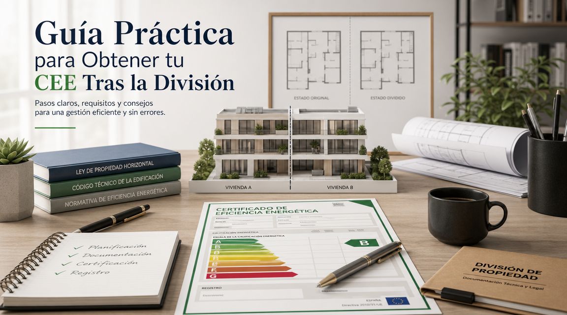 Certificados Energéticos | Expertos en división de propiedades Valencia 2026 Guía práctica sobre la obtención del Certificado de Eficiencia Energética tras la división de una propiedad inmobiliaria.