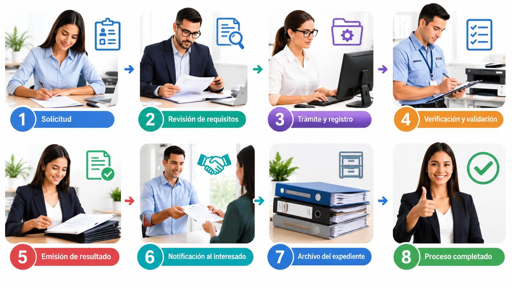 Certificados Energéticos | Rehabilitación energética de edificios: Guía técnica completa Infografía de ocho pasos que detalla el proceso administrativo de una solicitud de rehabilitación energética de edificios.