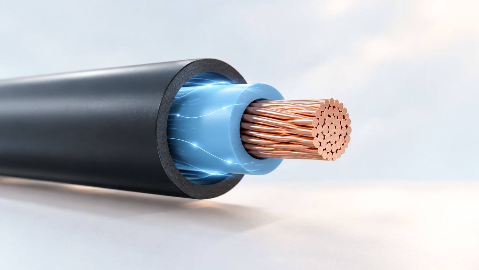 Certificados Energéticos | Resistencia de aislamiento: Guía para tu vivienda y CEE Un cable eléctrico de cobre de alta calidad con aislamiento protector brillante para instalaciones industriales de energía.