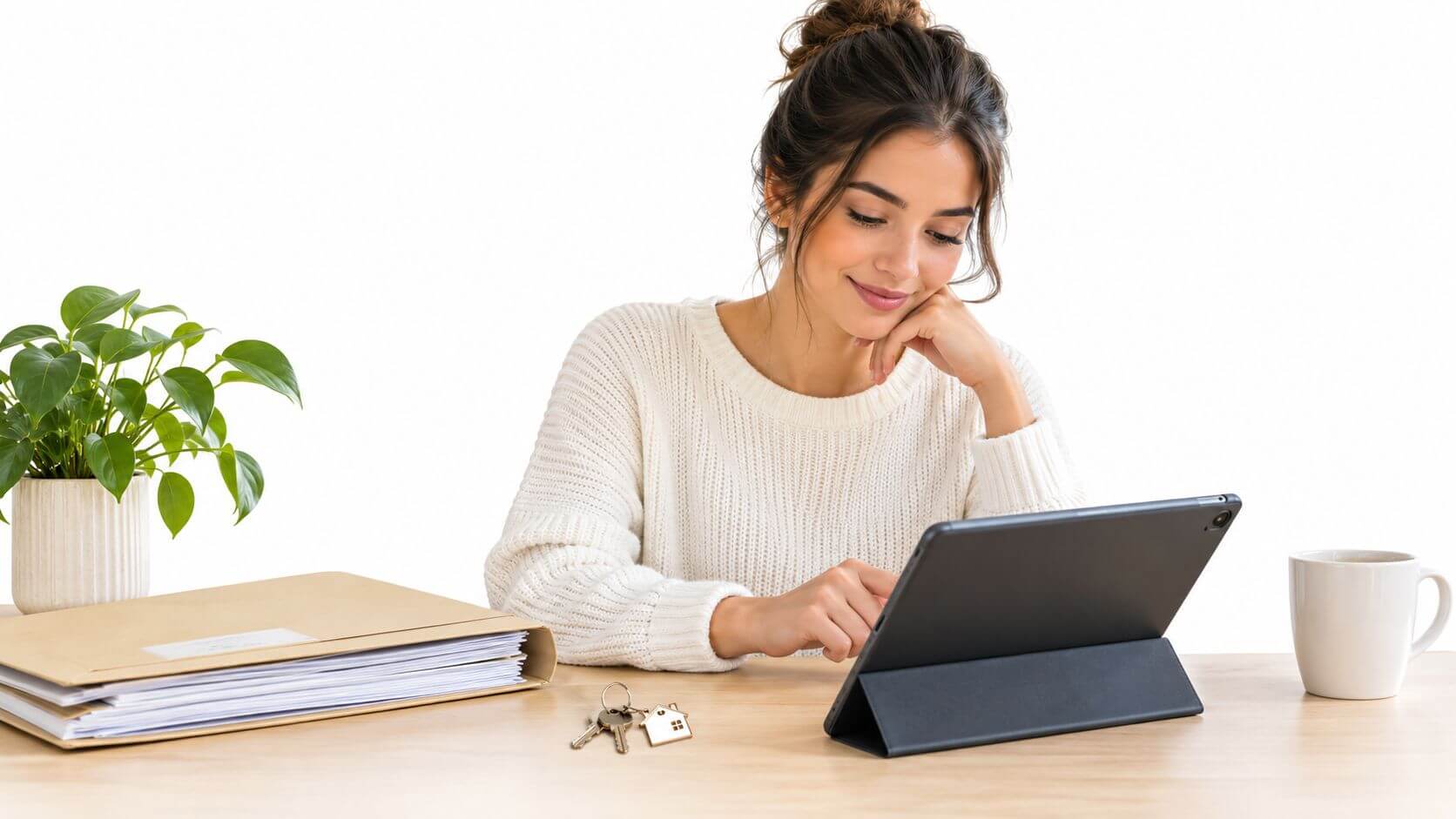 Certificados Energéticos | Gastos de compra de una vivienda de segunda mano en España Compradora consultando documentación de vivienda junto a unas llaves